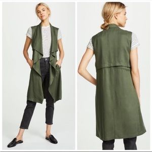 Cupcakes and cashmere Filmore Vest Utility Green Longline Open Drape Size Small